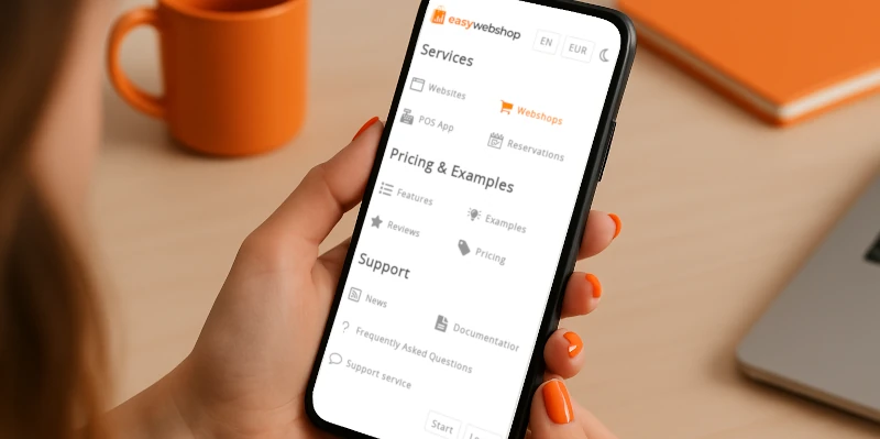 Skærmbillede af den nye mobilmenu